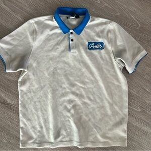 Poler Men's cream blue polo shirt sz M